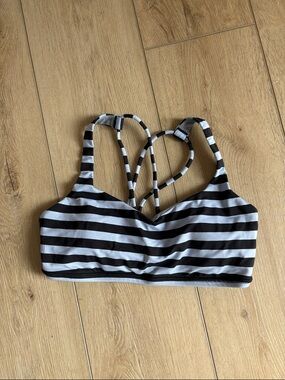 Lululemon Striped navy and light blue Strappy sports bra